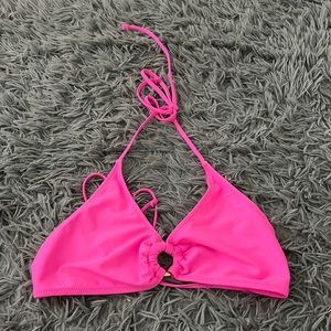 Hot pink shein swim top with gold hoop in middle!